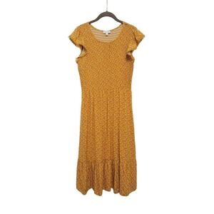 Luxology Ditzy Floral Smocked Dress Yellow Small 594